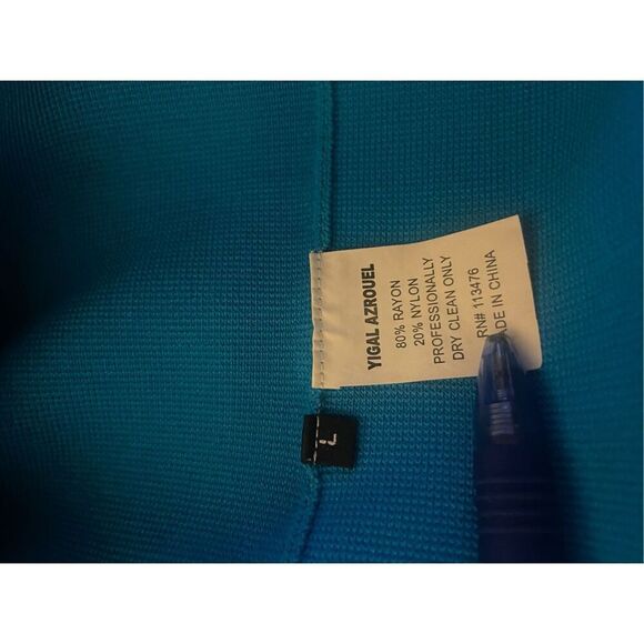 Yigal Azrouel Colorblock Knit Sweater Bodycon Dress Blue/ Tan Size L bandage - Picture 8 of 9